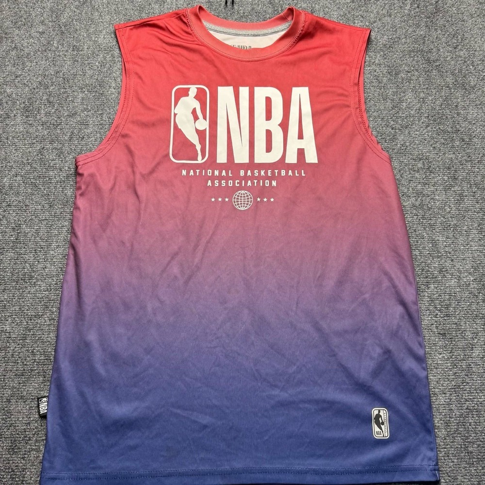 NBA Basketball Tank Top Shirt Mens Red Blue Gradient Sleeveless Athletic Gym Med